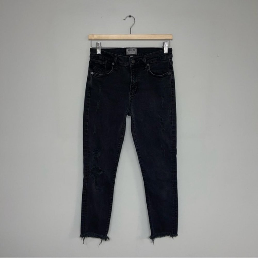 Agolde Jeans Women's Size 28 Black Wash Feel Good Distressed Ripped Ankle - Picture 2 of 9